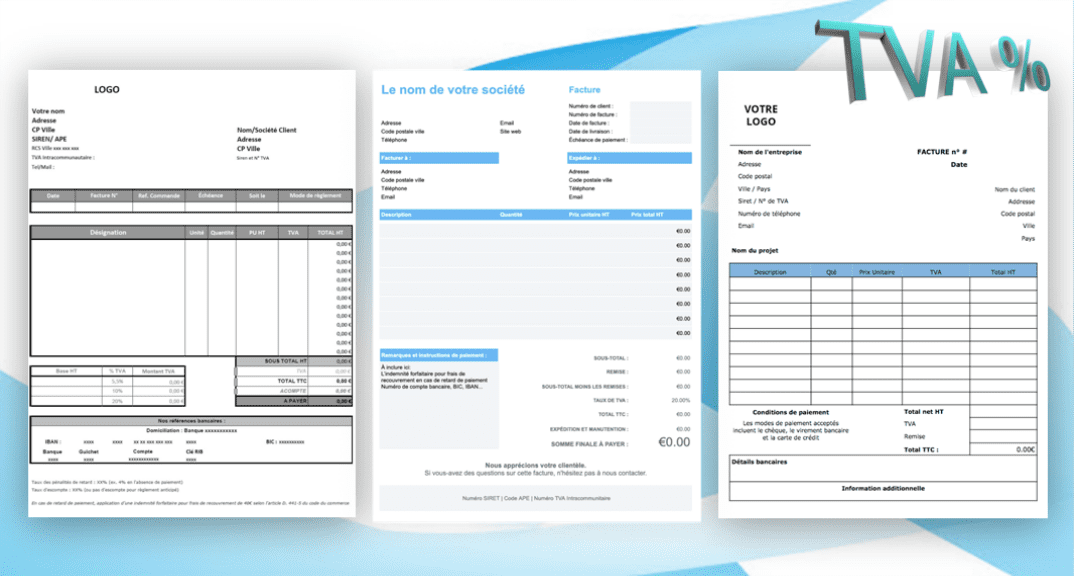 Modèles de facture avec TVA sur Word