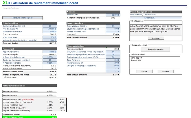 Xls Application Excel De Gestion Dinvestissement Immobilier à Télécharger 0342