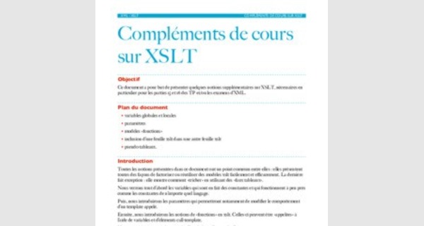 Compléments de cours sur XSLT 