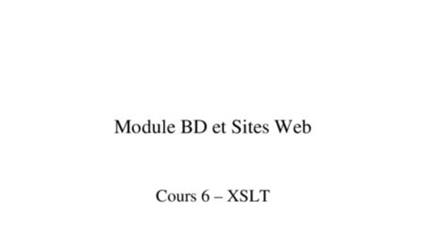 Support de Cours XSLT 