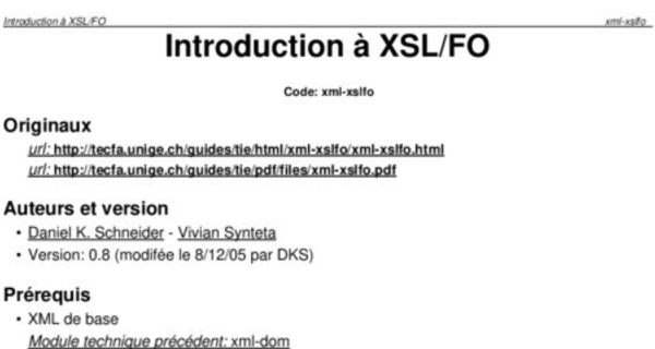 Les concepts de base d’introduction au langage XSL et XML