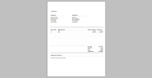 Modele De Facture Excel Sans Tva