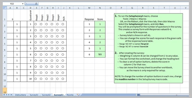 Excel Survey Template With Option Buttons