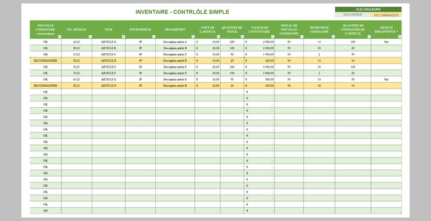 Modele Fiche Inventaire Materiel Excel - Modeles Excel