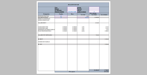 Modele De Fiche De Paie Sur Excel - Modeles Excel