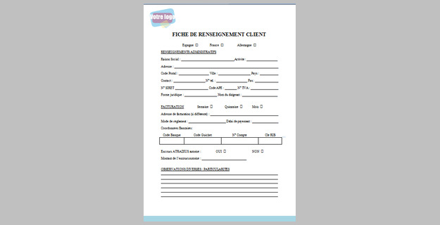 Modèle de fiche client sur Word  Modèles Word