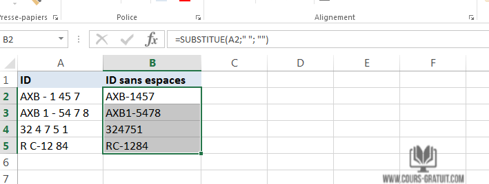 Tutoriel Excel supprimer les espaces dans les cellules