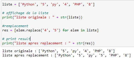 Tuto Python rechercher et remplacer une valeur dans une liste